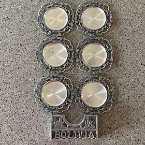 Bolivia, Pewter Coasters. Set of 6. Pewter Scc.LPZ
Bolivia.